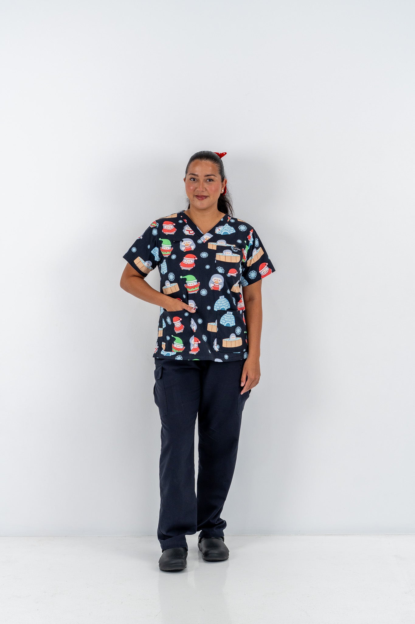 Penguin's Paradise Christmas Scrub Top