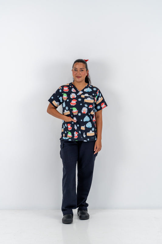Penguin's Paradise Christmas Scrub Top