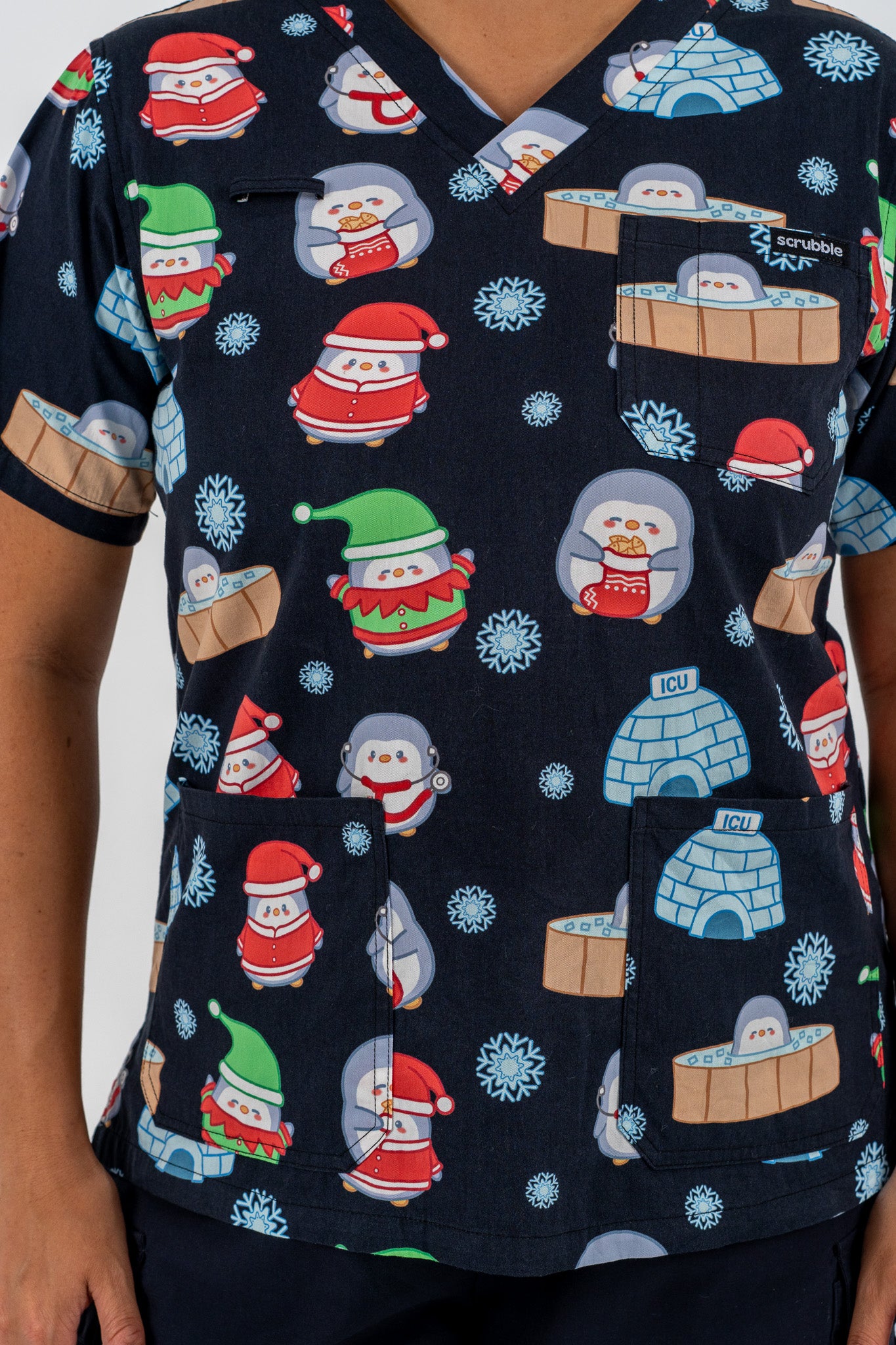 Penguin's Paradise Christmas Scrub Top