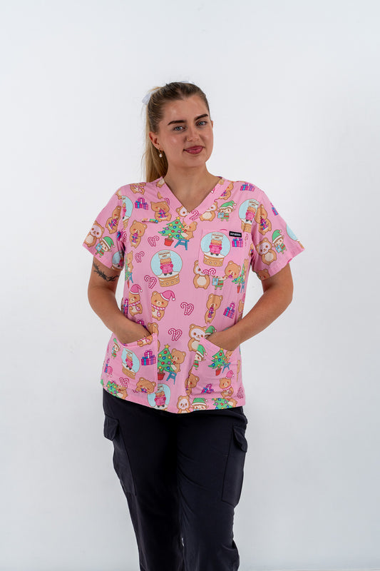Meddy Christmas Scrub Top
